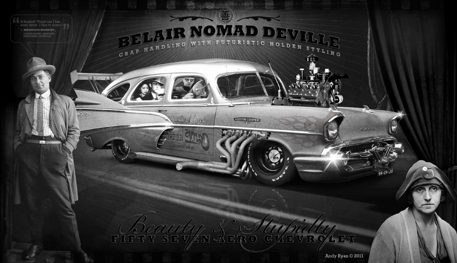 1957 Belair Nomad DeVille with hot model and gangster
